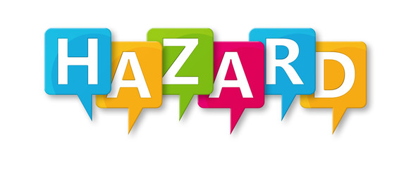 Hazard - letters written in beautiful boxes on white background