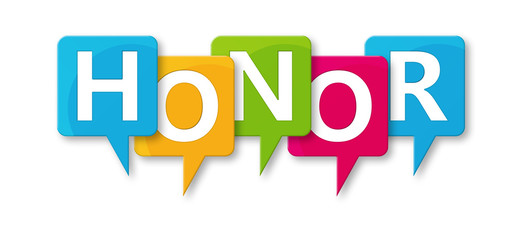 Honor - letters written in beautiful boxes on white background