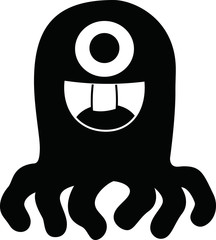Black Cartoon tiny monster vector