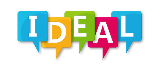 Ideal - letters written in beautiful boxes on white background