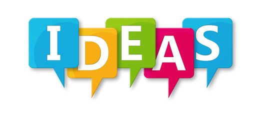 Ideas - letters written in beautiful boxes on white background