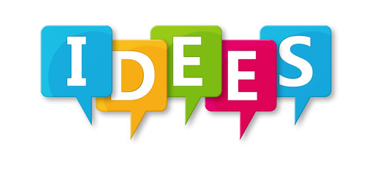 Idees - letters written in beautiful boxes on white background