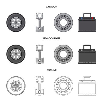 Isolated object of auto and part symbol. Collection of auto and car vector icon for stock.