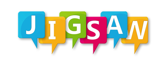 Jigsaw - letters written in beautiful boxes on white background