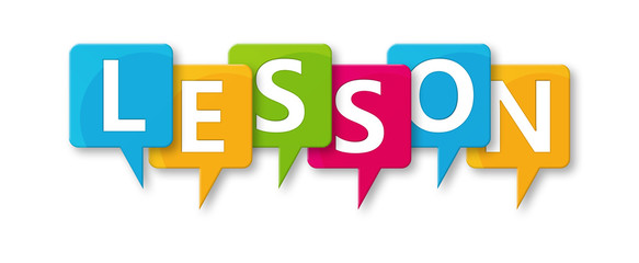 Lesson - letters written in beautiful boxes on white background