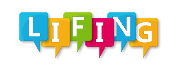 Lifing - letters written in beautiful boxes on white background