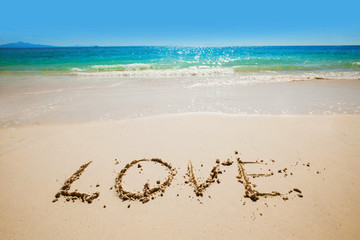 Word Love on beach