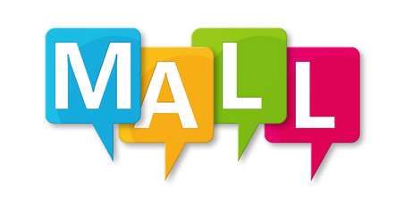 Mall - letters written in beautiful boxes on white background