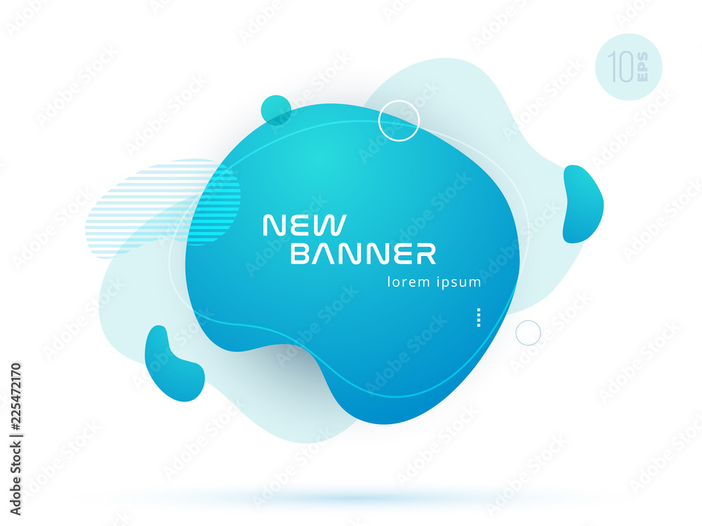 Sticker organic design of liquid color abstract geometric shapes. fluid gradient elements for minimal banner