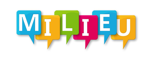 Milieu - letters written in beautiful boxes on white background