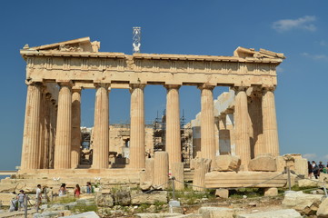 Partenon On The Acropolis Of Athens. History, Architecture, Travel, Cruises. July 9, 2018. Acropolis Of Athens, Greece. - obrazy, fototapety, plakaty