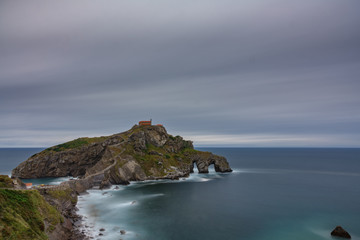San Juan de Gaztelugatxe Church ultra long exposure, bottom view