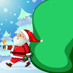 Santa claus and big present bag