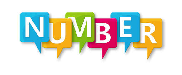 Number - letters written in beautiful boxes on white background