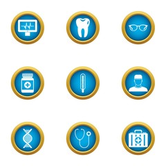 Toothache icons set. Flat set of 9 toothache vector icons for web isolated on white background