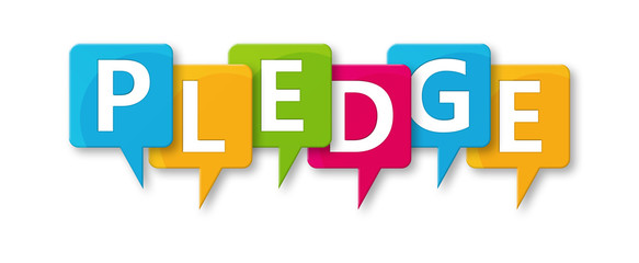 Pledge - letters written in beautiful boxes on white background