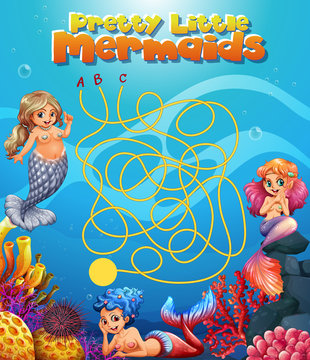 Pretty little mermaid maze game