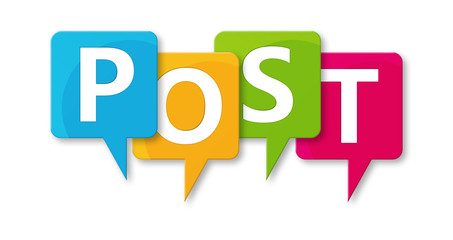 Post - letters written in beautiful boxes on white background