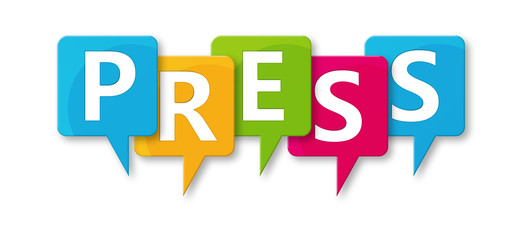 Press - letters written in beautiful boxes on white background