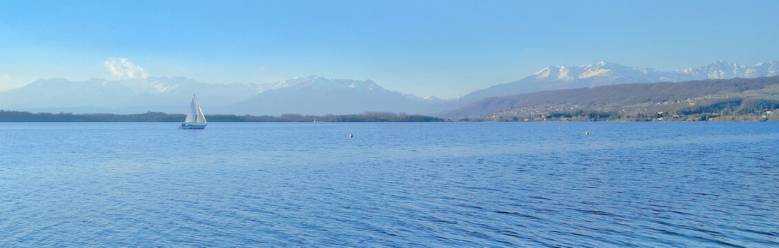 all blue panoramic lake