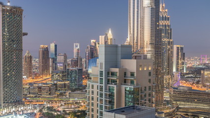 Obraz premium Dubai downtown day to night timelapse