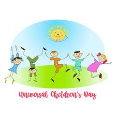 Vector-illustration-of-Universal-Children's-day-Joyful-boys-and-girls-Poster-November-Twenty