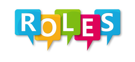 Roles - letters written in beautiful boxes on white background