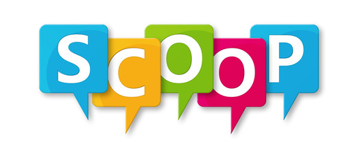 Scoop - letters written in beautiful boxes on white background