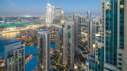 Dubai downtown day to night timelapse