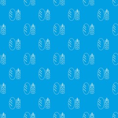 Bread wheat pattern vector seamless blue repeat for any use