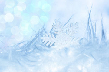 Weiße Weihnacht Traum weihnachtlich winterlich Dekoration mit Schneeflocke hellblau eisblau 