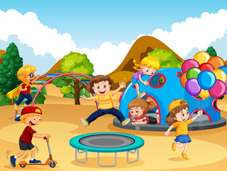 Happy children at playground