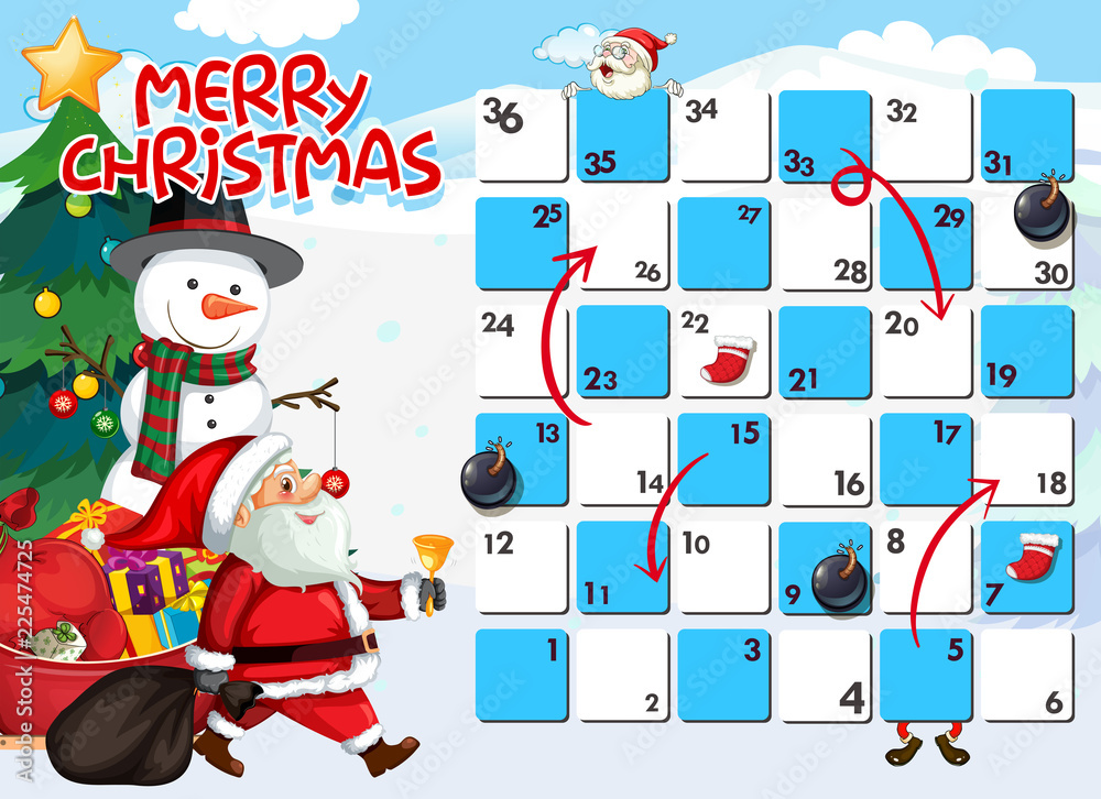 Wall mural Santa on board game template