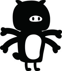 Black cartoon cute monster vector