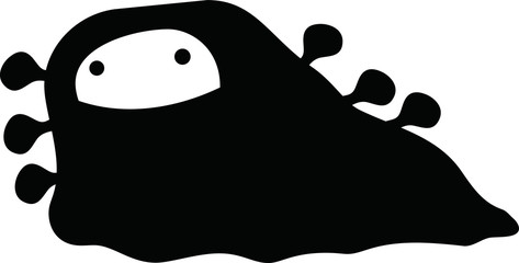 Black cartoon cute monster vector