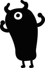 Black cartoon cute monster vector