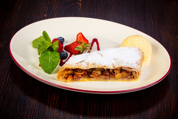 Apple Strudel served mint