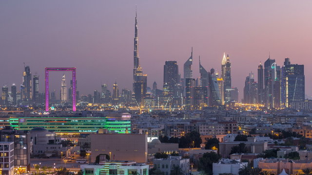 Dubai Creek Landscape Day To Night Timelapse