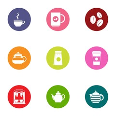 Hot tea icons set. Flat set of 9 hot tea vector icons for web isolated on white background