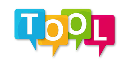 Tool - letters written in beautiful boxes on white background