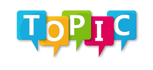 Topic - letters written in beautiful boxes on white background