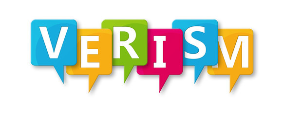 Verism - letters written in beautiful boxes on white background