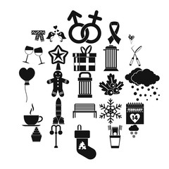 Holiday icons set. Simple set of 25 holiday vector icons for web isolated on white background