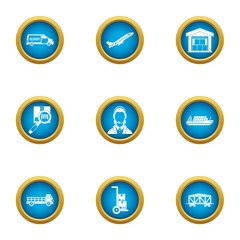 Conveyance icons set. Flat set of 9 conveyance vector icons for web isolated on white background