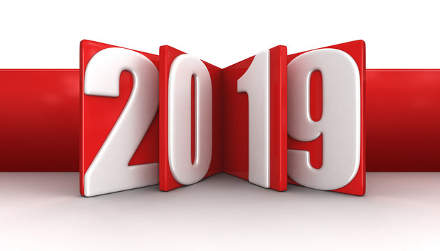 New Year 2019. Image with clipping path.