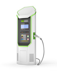 Electric car charging station for zero emissions isolated on a white. 3d illustration