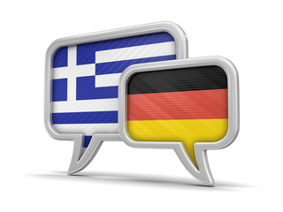 Speech bubbles with flags. Image with clipping path