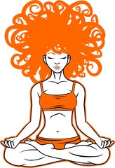 Redhead girl. Calm. Meditation