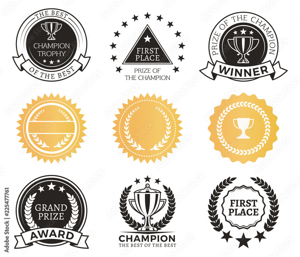 Wall mural champion awards collection vector illustration