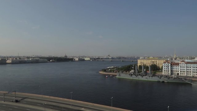 Russia. Saint-Petersburg. Neva river. The Cruiser Aurora.